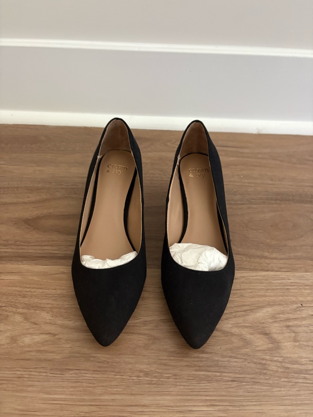 crown & ivy Black Pointed Toe Suede Pumps - Women